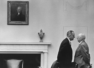 President Lyndon Johnson speaks with Senator Richard Russell, Dec. 7, 1963